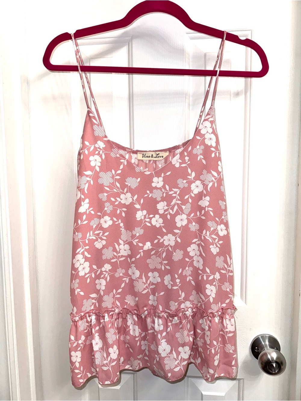 Vine & Love Blush Pink Floral Ruffle Cami